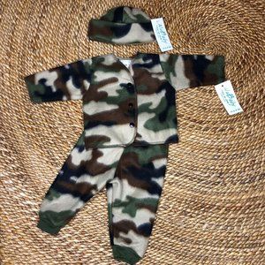 NWT M 6-8lbs Fleece Camo 3 Pc Newborn Baby